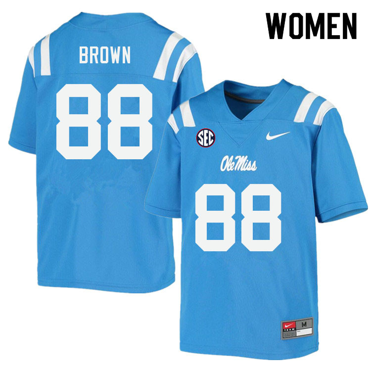 Bralon Brown Ole Miss Rebels NCAA Women's Powder Blue #88 Stitched Limited College Football Jersey BUE6858JB